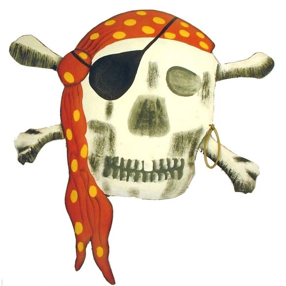 Pirate Jolly Roger Skull Cross Bones Haitian Metal Art - Picture 1 of 4